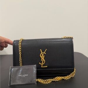 Saint Laurent Black Bag with Gold Chain